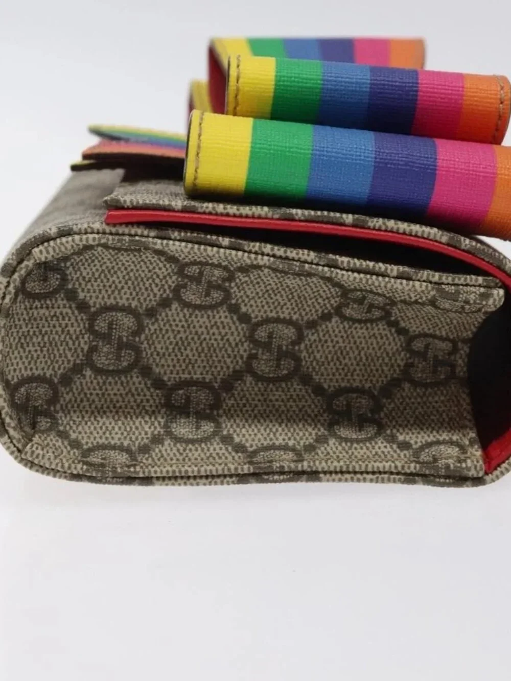 GUCCI GG Supreme Sherry Line Children Waist bag PVC Beige Red Navy Auth BD2175